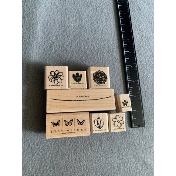 Stampin Up 2006 Wood Rubber Stamps Set Springtime Stems 8pc - Picture 3 of 4